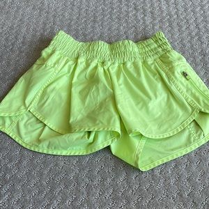 Lululemon yellow workout shorts.